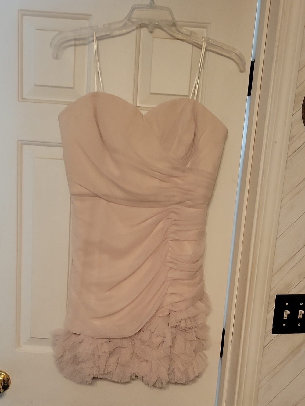 Max & Cleo Blush Strapless Sweetheart Ruffle Mini Dress